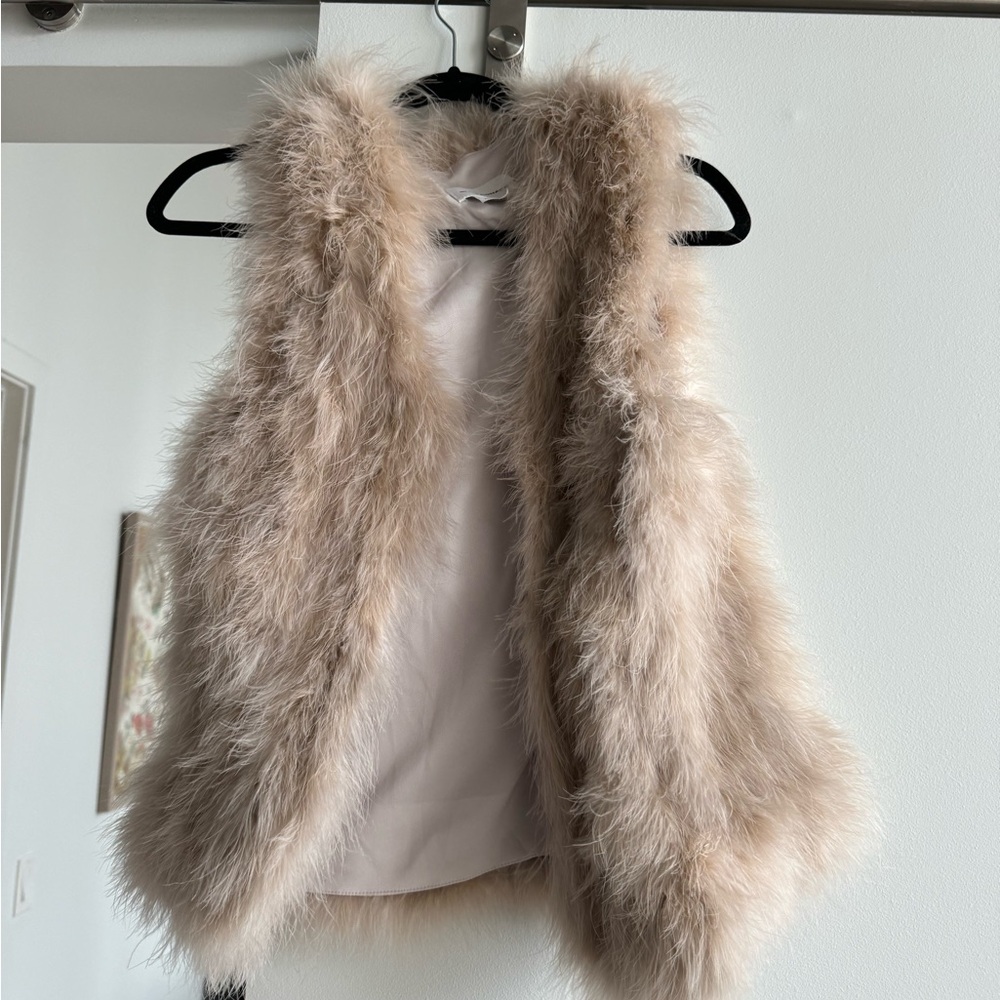 Club Monaco fur vest - light pink feathers